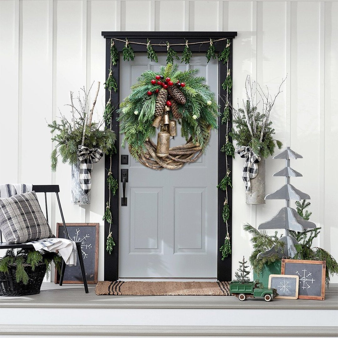 Farmhouse Christmas Wreath, Boho Wreath