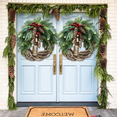 Farmhouse Christmas Wreath, Boho Wreath